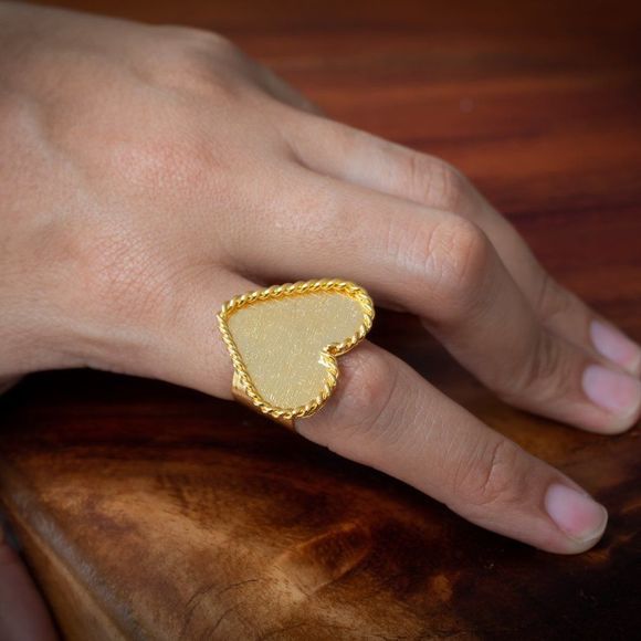 Handmade open ring adjustable gold plated new heart flower daisy - Picture 7 of 7